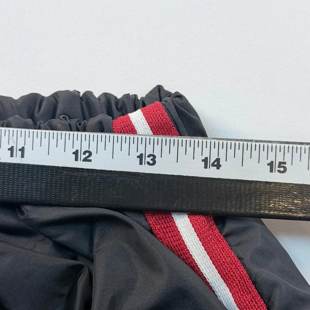 Vintage In Play Knee Zip Warm Up Pants USA Black Red Nylon Large 30 Inseam